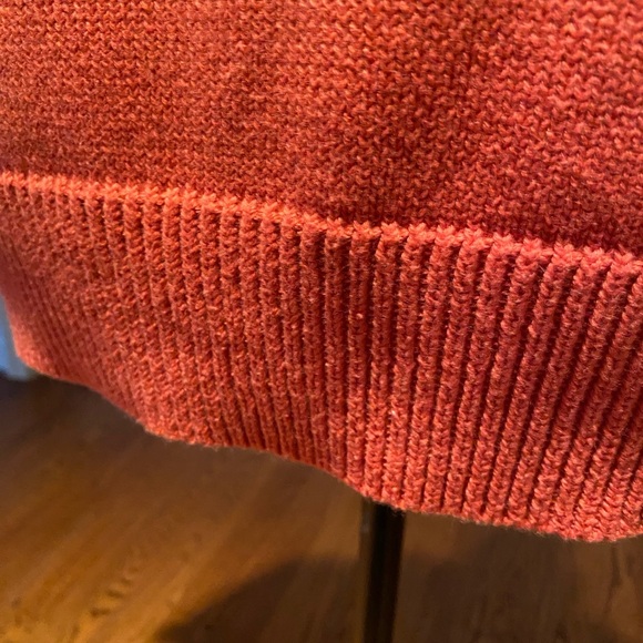 CJ Banks short sleeved pullover sweater, orange and white, 1X - Picture 6 of 13